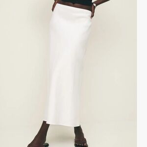 Reformation White Layla Linen Skirt